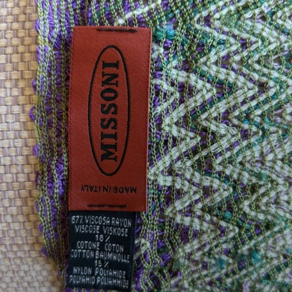 Missoni Scarf in Purple, Green, and Cream - Picture 1 of 8